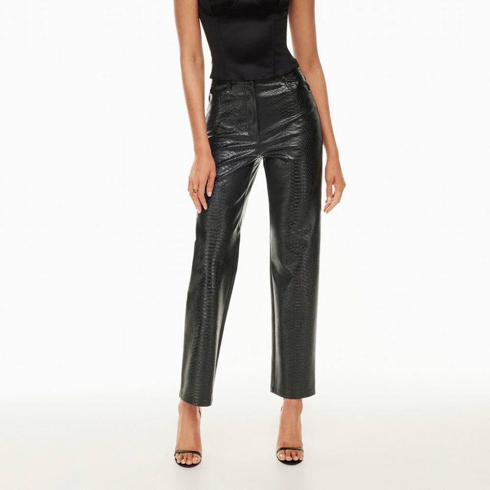 Aritzia Wilfred The Melina Pant Black Vegan Leather High Rise Straight Leg sz 4 - Picture 11 of 12